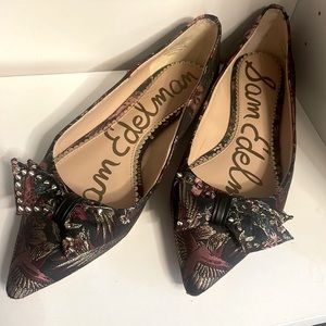 EUC Sam Edelman Fabric Bow & Stud Flats Sz 7